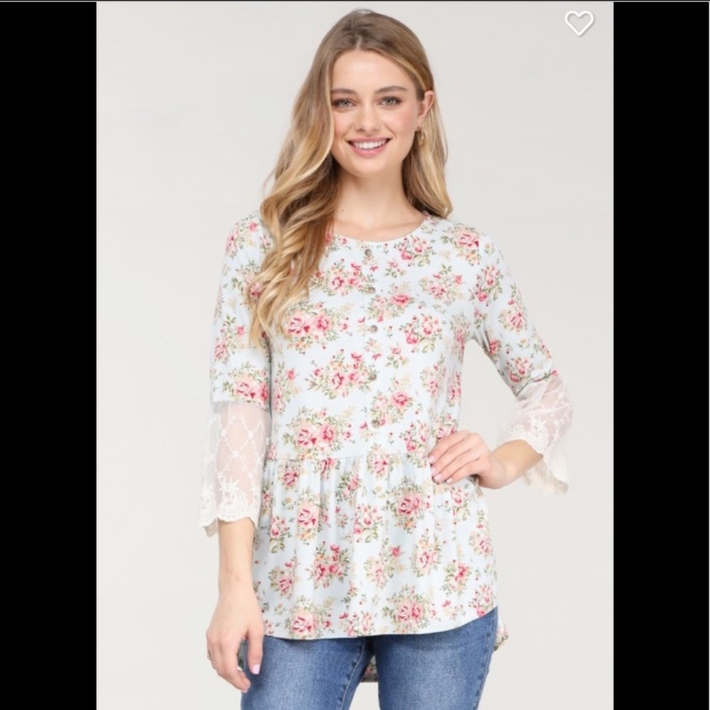 Mint Floral Lace Sleeves